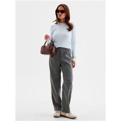 Брюки женские с защипами MINAKU: Modern classic, тёмно-серые, размер 44