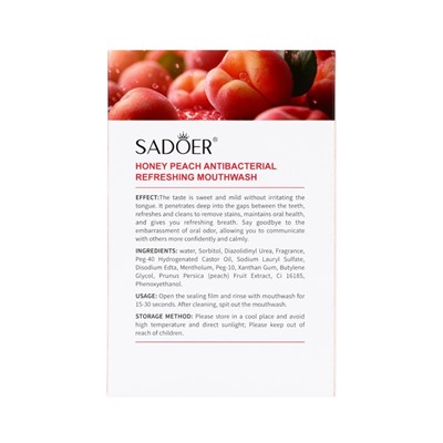 SADOER Антибактериальный  ополаскиватель для полости рта с ароматом персика, 13мл*10шт