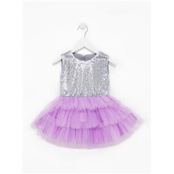 Платье для девочки KAFTAN с пайетками, серебристо-сиреневое, рост 122-128 см