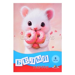 Картон белый А4, 8л. "Сладкоежка" папка