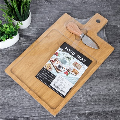 Доска разделочная и нож для сыра 19х33 см / WE-600 /уп 48/ дерево