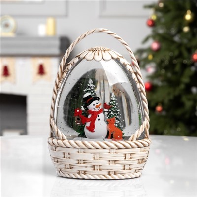 Фигура светодиодная «Снежная корзинка», 20.3×15×9 см, музыка, батарейки ААх3 (не в комплекте), USB, свечение тёплое белое