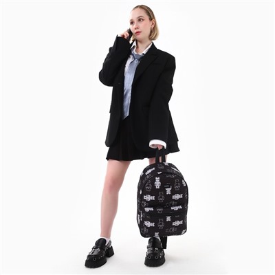 Рюкзак школьный текстильный Teddy, 42×14×28 см, чёрный