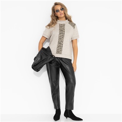 Водолазка с леопардовым принтом, Фирменное приветствие (бежевая)