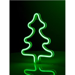 Неоновая вывеска «Ёлка» 20×25 см, батарейки ААх3 (не в комплекте), USB, свечение зелёное