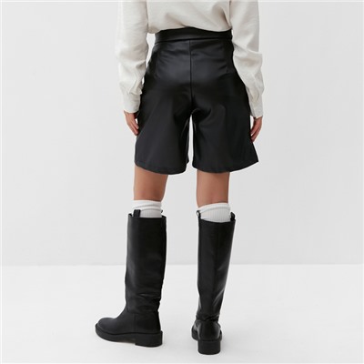 Шорты женские кожаные MIST Base, размер 46, чёрные