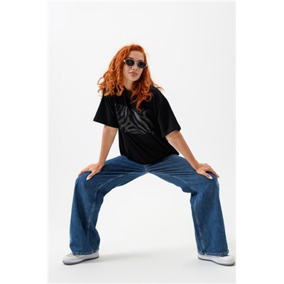 8506/1 Футболка женская оверсайз (Зебра_черный)