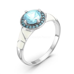 Кольцо из серебра с натуральным топазом, наноситаллом цвета топаз и эмалью родированное 925 пробы RR170803р402