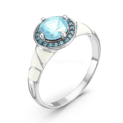 Кольцо из серебра с натуральным топазом, наноситаллом цвета топаз и эмалью родированное 925 пробы RR170803р402