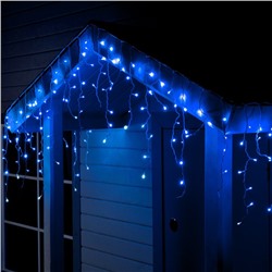 Гирлянда «Бахрома» 3 × 0.6 м, IP44, УМС, белая нить, 160 LED, свечение синее, мерцание белым, 220 В