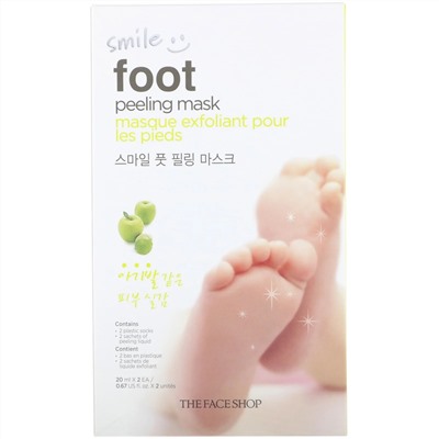 The Face Shop, Smile, носки для пилинга, 1 пара, по 20 мл (0,67 жидк. унции) каждый
