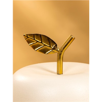 Сувенир «Яблоко с золотым листом», 14.5×14.5×18 см, матовый белый