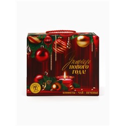 Подарочный набор новогодний «Счастливого года»: чай, конфеты, печенье брауни