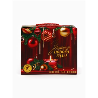 Подарочный набор новогодний «Счастливого года»: чай, конфеты, печенье брауни