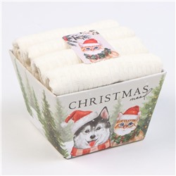 Набор кухонных полотенец «Доляна», белый, 35×60 см - 4 шт., 100% хл, вафля 220 г/м²