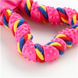 Игрушка витая из резины и каната «Мегакость», 19.5 см, розовая