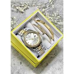 Подарочный набор для женщин часы, 2 браслета + коробка #22852979