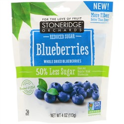 Stoneridge Orchards, Голубика, сушеная цельная голубика, с пониженным содержанием сахара, 113 г (4 унции)