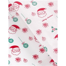 Бумага новогодняя упаковочная тишью «Дед Мороз!», белая, 50×66 см