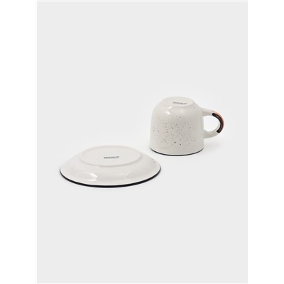 Чайная пара Доляна Nature, 2 предмета: чашка 260 мл, блюдце d=15 см, керамика, оранжевая