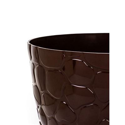 Горшок для цветов с поддоном «Камешки», 8 л, пластик, шоколадный