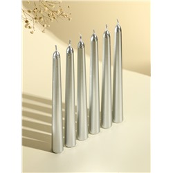 Набор свечей античных, 1.9×20 см, 6 шт., серебряный металлик