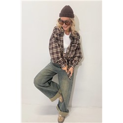 Рубашка женская  HUG077/07/Бордовый, белый