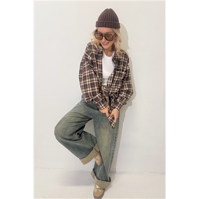 Рубашка женская  HUG077/07/Бордовый, белый