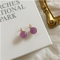 Серьги ювелирная бижутерия коллекция "Дубай" покрытие позолота, вставка: фианит, цвет: фиолетовый, арт.007.119