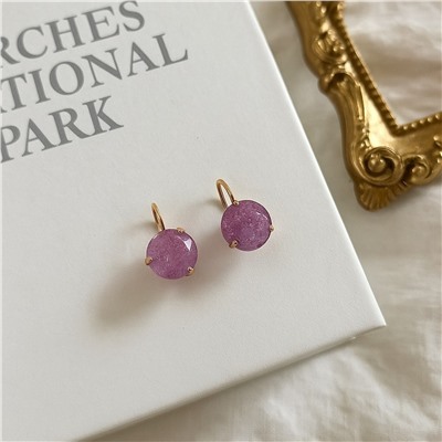 Серьги ювелирная бижутерия коллекция "Дубай" покрытие позолота, вставка: фианит, цвет: фиолетовый, арт.007.119