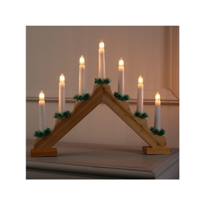 Светодиодная фигура «Рождественская горка» 39×31×5 см, дерево, 220 В, свечение тёплое белое