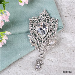 Брошь Фантазийная 11 см / GM337 /уп 12/ свадебная/ серебро