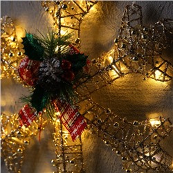 Светодиодная фигура «Снежинка с бусинами» 40 см, металл, 220 В, свечение тёплое белое