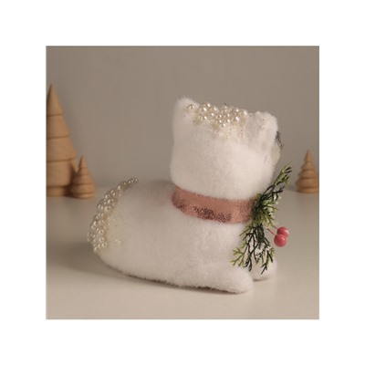 Фигурка «Белая лисичка в бусинках», 15×17×13 см