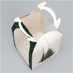 Складная коробка под маленький торт «Ёлочка», 15×15×18 см, Новый год