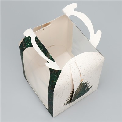 Складная коробка под маленький торт «Ёлочка», 15×15×18 см, Новый год