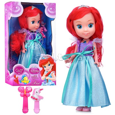 Кукла 25 см озвуч, Ариэль, свет (амулет, рук и ноги сгиб, акс)