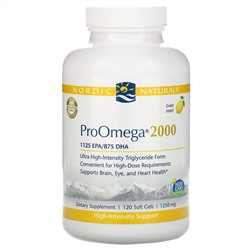 Nordic Naturals, ProOmega 2000, лимон, 1,250 мг, 120 мягких таблеток