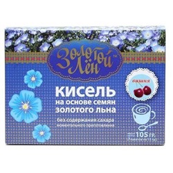 Кисель Золотой Лен на основе семян золотого льна Вишня 7 пакетов по 15 гр.