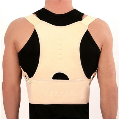 Массажёр - фиксатор для осанки и поясницы, на фастексах, размер S/M, бежевый