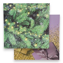 Фотофон двусторонний картон плотность 350 г «Ёлочные ветки и подарки» 50×50 см
