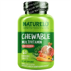 NATURELO, жевательные мультивитамины для детей, 60 жевательных таблеток
