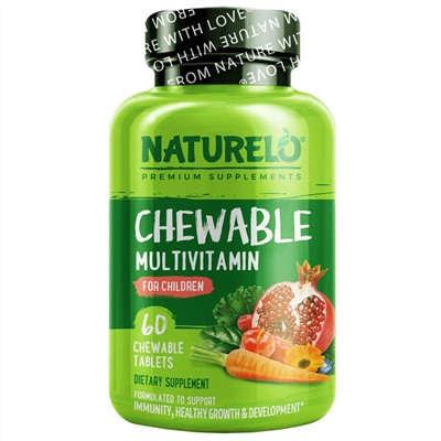 NATURELO, жевательные мультивитамины для детей, 60 жевательных таблеток
