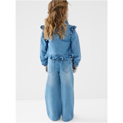 Брюки текстильные джинсовые для девочек