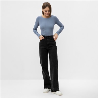 Джинсы женские палаццо утеплённые, размер 27 (42-44), серые