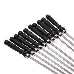Набор шампуров 10 шт., ручка - пластик, 40×0.6 см, толщина - 1.6 мм, чёрный