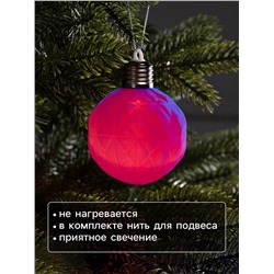 Елочный шар «Бархатный узор» 8 см, 1 LED, от батареек LR44×3, свечение тёплое белое