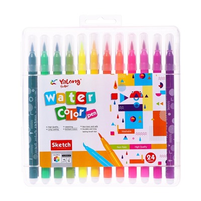 Набор акварельных маркеров 24 с наконечником кистью в пластиковом пенале
