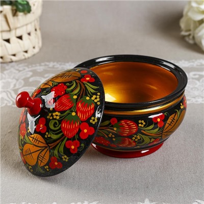 УЦЕНКА Сахарница «Ягодка», большая, 400 мл, 13×15 см, хохлома