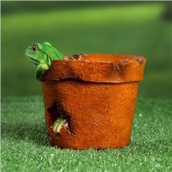 Декоративное кашпо «Горшок с лягушкой», 14×13×13 см, полистоун